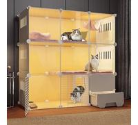 Cage pour chat - Parc intérieur à 3 étages avec bac à litière, design d'angle pour petits animaux, espace d'exercice spacieux pour chats