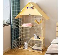 Cage pour Chat - Parc pour Chat À 3 Niveaux, Niche pour Chat, Cage Pliable en Métal avec Toit Et Porte - Niche À Monter Soi-Même, Grand Lieu d'exercice Idéal pour 1 À 3 Chats - 29,5" L × 14,6" L × 57
