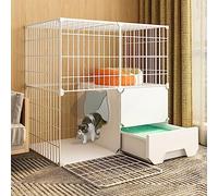 Cage pour chat pliable en métal avec litière, hamac, lit et échelle - Convient pour chatons, chiots, furets et petits animaux