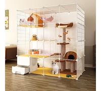 Cage pour Chat Portable, Grande Cage pour Chat D'Intérieur, Cage pour Chat D'Intérieur avec Bac À Litière, Cages pour Animaux De Compagnie pour Petits Animaux, Parc pour Chat D'Intérieur, pour Petit