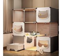 Cage pour Chat Portable - Parc à Chat d'intérieur avec bac à litière, enclos pour Chat de Type Villa, Parc à Chat Facile à Monter (111 x 39 x 109 cm) - Refuge sûr et spacieux pour Votre Chat