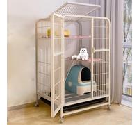Cage pour Chat sur roulettes, Plusieurs Portes et Parc pour Chat Coulissant en Bas, Lieu d'exercice idéal pour 1 à 2 Chats, Peut Supporter 20 kg