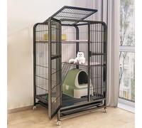 Cage pour Chat sur roulettes, Plusieurs Portes et Parc pour Chat Coulissant en Bas, Lieu d'exercice idéal pour 1 à 2 Chats, Peut Supporter 20 kg