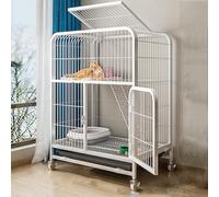 Cage pour Chat sur roulettes, Plusieurs Portes et Parc pour Chat Coulissant en Bas, Lieu d'exercice idéal pour 1 à 2 Chats, Peut Supporter 20 kg