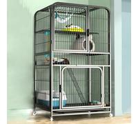 Cage pour Chat sur roulettes, Plusieurs Portes et Parc pour Chat Coulissant en Bas, Lieu d'exercice idéal pour 1 à 2 Chats, Peut Supporter 20 kg