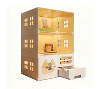 Cage pour Chat Transparente avec Bac à Litière Maison à Plusieurs Niveaux, Enclos avec Verrou Sécurisé Idéal pour 1-3 Chats, Furets, Lapins(71x46x106CM)