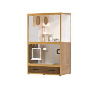 Cage pour chat Villa pour chat en bois avec bac à litière, toilettes, cage intégrée, maison pour chat d'intérieur extra large espace libre