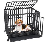 Cage pour chien 119x81x99cm - Cage pour chien en tube galvanisé inoxydable - Peinture électrostatique - Caisson grillagé pour chien avec 3 portes et bac de récupération amovible - Caisson de transport