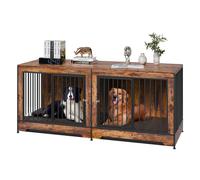 Meuble pour box de chien VEVOR, convient pour 2 chiens, 1901 x 670 x 824 mm, box double pour chiens de grande race, niche en bois, convient pour chiens moyens et grands, brun