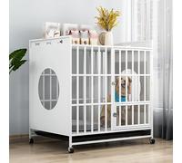 Cage pour Chien 2 en 1 sur roulettes - Niche décorative résistante aux morsures et Table d'appoint élégante pour l'intérieur