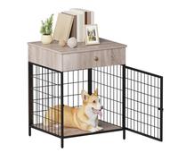 Cage pour chien - 59 x 52 x 74 cm - En bois - Avec rabat vers le haut - Porte et tiroir - Style meuble d'intérieur - Table d'appoint pour petits chiens - Niche pour chien en métal - Matériau du bois