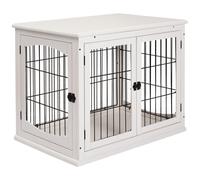 Cage Pour Chien Animaux Cage En Bois Mdf Classe E1 3 Portes Verrouillables Max. 30 Kg Dim. 81l X 58l X 66h Cm Blanc Noir