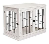 PawHut Cage pour Chien Animaux Cage en Bois MDF Classe E1 3 Portes verrouillables Max. 30 Kg dim. 81L x 58l x 66H cm Blanc Noir