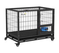 Cage pour chien animaux PawHut cage de transport sur roulettes avec support de gamelle plateau amovible 2 portes verrouillables