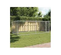 vidaXL Cage pour chien avec porte 4 x 2 x 1,5 m acier galvanisé gris