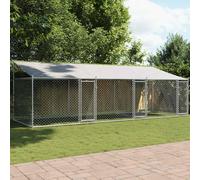 Cage pour Chien avec Toit et Porte Chenil Niche Gris Acier Galvanisé vidaXL