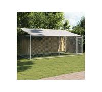 vidaXL Cage pour chien avec toit et porte gris 4x2x2 m acier galvanisé