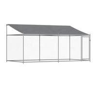 Cage pour chien avec toit et porte gris 4x2x2 m acier galvanisé