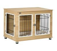 PawHut Cage pour chien sur pied 2 portes verrouillables, coussin, plateau amovible – 90x58x65 cm