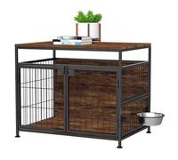 Cage pour Chien, Cages en métal et Bois avec roulettes Tapis for Grands Chiens. Grand Support supérieur pivotant for gamelles