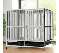 Cage pour Chien, Cages for Grands Chiens avec Roues pivotantes et Plateau, fabriquées en Tubes d'acier Inoxydable, 3 modèles de Portes(79 cm L x 52 cm W x 65 cm H)