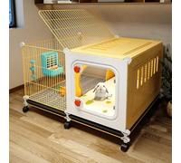 Cage pour Chien, clapier d'extérieur pour Lapin avec Roues, Parc Portable en Fil de Fer et Accessoires, Maison pour Lapins d'intérieur/extérieur pour Petits Animaux de Compagnie (70x45x45cm)
