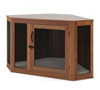 Cage pour Chien d'angle 114 x 60 x 68 cm Porte verrouillable Design Moderne en PB Brun 20_0010987