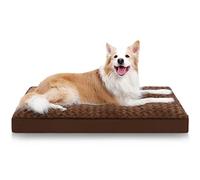 Cage pour chien de grande taille - Lit imperméable en velours rose doux, moelleux lavable avec housse amovible et fond antidérapant, 88,9 x 55,9 cm, marron