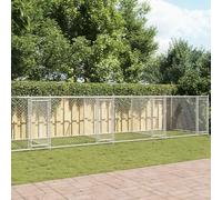 Cage pour Chien en Acier galvanisé Gris 12x2x1,5 m avec Portes verrouillables, enclos extérieur Durable pour Jouer et Dresser