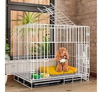 Cage pour chien en fil métallique robuste avec double porte, plateau de base en plastique résistant à la mastication, design pliable pour un rangement et un transport faciles, idéale pour la maison et