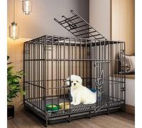 Cage pour chien en fil métallique robuste avec double porte, plateau de base en plastique résistant à la mastication, design pliable pour un rangement et un transport faciles, idéale pour la maison et