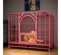 Cage pour chien en métal robuste avec plateau et roues pour grands chiens - Clôture intérieure et extérieure