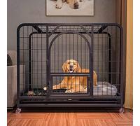 Cage pour chien en métal robuste avec roues roulantes, niche intérieur/extérieur pour grands chiens, plateau inclus, clôture durable pour animal domestique, noir, 78 x 54 x 70 cm
