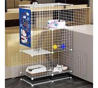 Cage pour Chien Enclos for Chat, Cage for Chien en Fil métallique, Parc for Chat DIY avec bac à litière et hamac for Chat, détachable et Pliable, Facile à Assembler(75 * 39 * 120cm/29 * 15 * 47in)