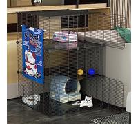 cage pour chien Enclos for chat, cage for chien en fil métallique, parc for chat DIY avec bac à litière et hamac for chat, détachable et pliable, facile à assembler(75*75*109cm/29*29*43in(black))
