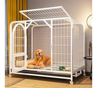 Cage pour chien extra large en acier inoxydable robuste avec porte verrouillable et roues, plateau amovible, facile à nettoyer, sans danger pour les grands chiens, durable
