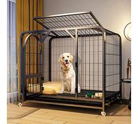 Cage pour chien extra large en acier inoxydable robuste avec porte verrouillable et roues, plateau amovible, facile à nettoyer, sans danger pour les grands chiens, durable