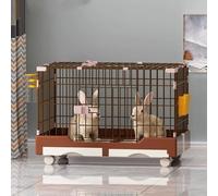 Cage pour chien - Grand clapier d'intérieur à roulettes avec plateaux coulissants - Parc facile à nettoyer pour 2 lapins