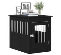 Cage pour Chien Intérieur, Meuble Cage Niche Maison pour Chien en chêne Noir 55 x 80 x 68 cm en Bois d'ingénierie