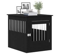 Cage pour Chien Intérieur, Meuble Cage Niche Maison pour Chien en chêne Noir 64,5 x 80 x 71 cm en Bois d'ingénierie