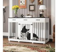 Cage pour chien Knast ? Non, palace pour chien - Élégante caisse XXL avec tiroirs - 137 x 57 x 85 cm - Meuble et niche pour chien en un - Noir/blanc pour des nez en fourrure soucieux du style