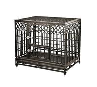 Cage pour chien - Niche d'intérieur résistante à la mastication, design robuste avec plateau amovible multifonction pour chiens de petite et moyenne taille, style rustique