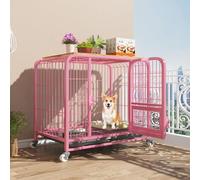 Cage pour chien - Niche portable avec roulettes, serrure d'évasion, plateau facile à installer, construction en acier durable pour chiens de petite et moyenne taille