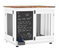 PawHut Cage pour Chien, Cage Chien intérieur, avec 2 Portes, Tableau Noir, Double Fonction, pour Chiens Taille Moyenne jusqu'à 20 kg, 80 x 60 x 70 cm, Blanc