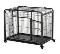 Cage pour chien - PawHut - pliable - sur roulettes - 2 portes verrouillables - plateau amovible - 94 x 58 x 69,5 cm - gris noir