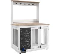 Cage pour chien PawHut pour la maison, boîte pour chien avec 3 portes, étagère de rangement pour les jouets, maison pour chien avec crochets, écritoire, gomme, pour grands chiens, blanc
