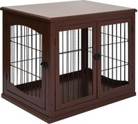 Cage pour chien PawHut pour la maison, niche pour chien avec 2 entrées, boîte pour chien verrouillable, maison pour petit chien, brun, 58,5 x 81 x 66 cm
