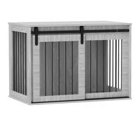 Cage pour chien PawHut pour la maison, niche pour chien avec entrée, verrouillable, box pour chien avec porte coulissante, maison pour grand chien de moins de 30 kg, gris, 98 x 58 x 61