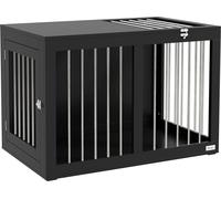 Cage pour chien PawHut pour la maison, niche pour chien, cage pour animal de compagnie de taille moyenne, box pour chien avec portes, maison pour chien, cage de transport, noir, 80 x 50 x 56,5 cm