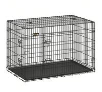 Cage pour Chien Pliable avec 2 Portes, Plateau Amovible, 92,5 x 57,5 x 64/107 x 70 x 77,5/122 x 74,5 x 80,5 cm, Taille L/XL/XXL , Noir Sûre et confortable: Cette cage pour chien est fabriquée en fil m